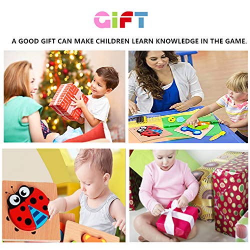 Diojilad Wooden Animal Jigsaw Puzzles for Toddlers Early Educational Toys Gifts with 5 Animals Patterns Shape & Color Recognition Toys for 1 2 3 4 Years Old Girls and Boys