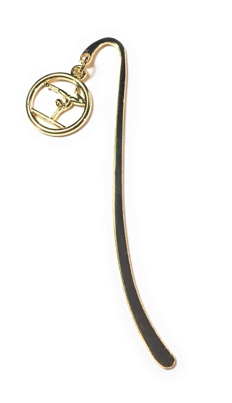 FizzyButton Gifts Gold Tone Mini Bookmark with Beam Gymnast Charm in Gift Bag