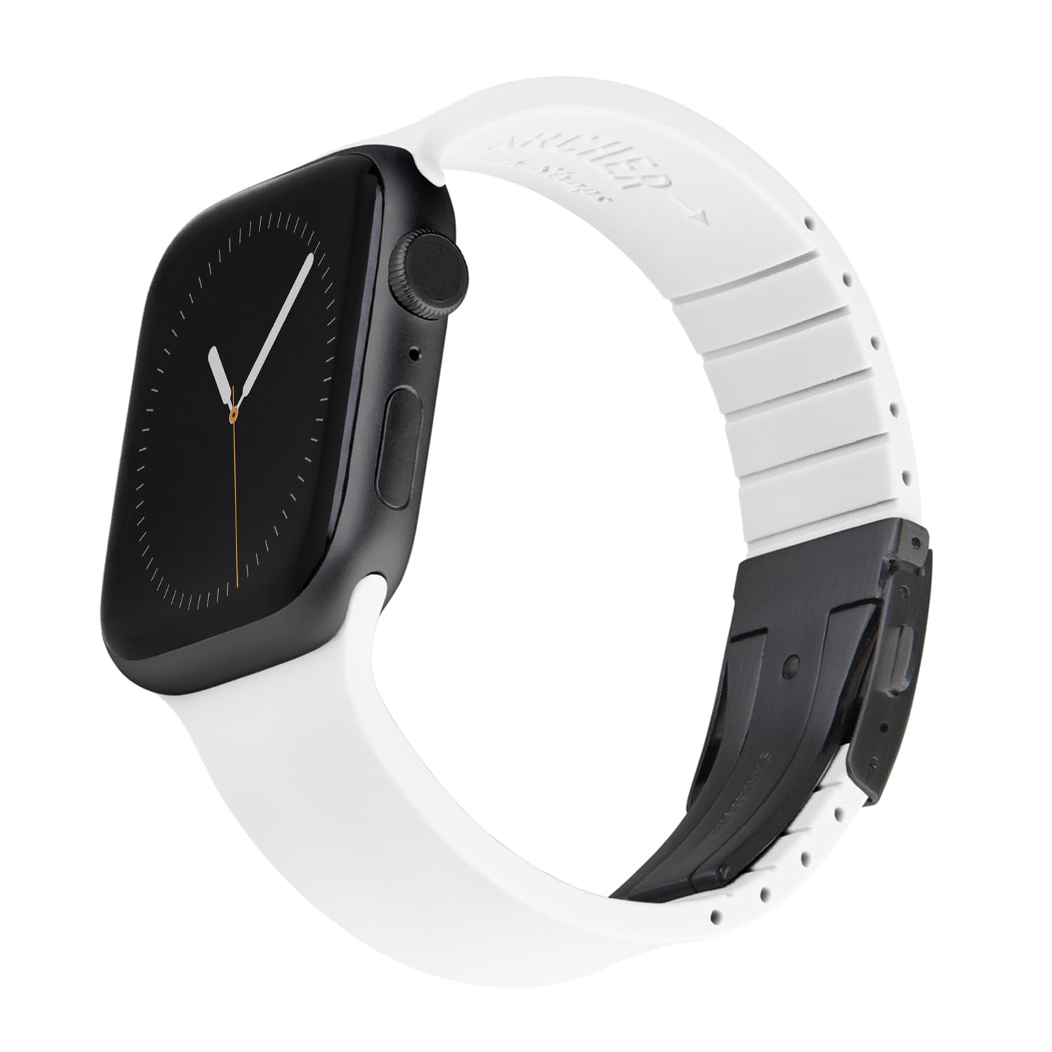 Archer Watch Straps - Custom Fit Silicone Straps for Apple Watch (White, Gray Clasp, 40/41/42mm)