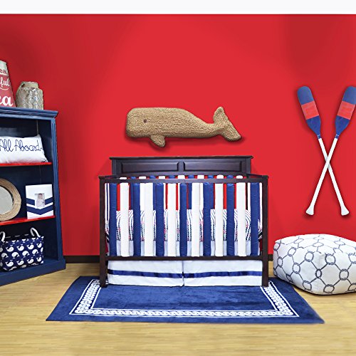 Go Mama Go Pure Safety Vertical Crib Liners 24 Piece in Reversible Cotton, Navy/White