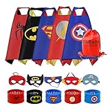 Dress Up Costumes 5-Pack Cartoon Satin Capes Set With Felt Mask,slap bracelets and Exclusive Bag For Kids
