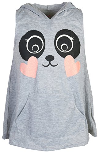 dELiAs Girl's Sleeveless Summer Pajama Short Set With Animal Character Hood, Panda, Size 7/8'