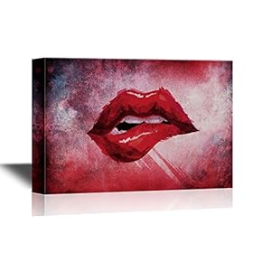 Sexy Red Lips on Grunge Red Background