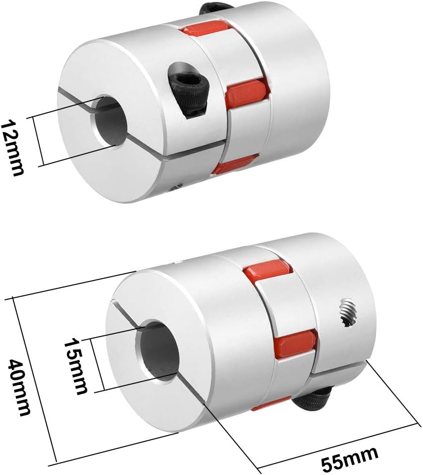 Sourcingmap Shaft Coupling 12mm to 15mm Bore L55xD40 Flexible Coupler Joint for Servo Stepped Motor, 12 to 15mm L55xD40 - Image 3
