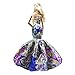 Blue Silk Satin Strapless Damask Pattern Fit and Flare Floor Length Gown for Barbie Doll