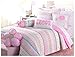 Cozy Line Home Fashions 5-Piece Quilt Bedding Set, Greta Pastel Polka Dot Pink Green Blue Flower 100% Cotton Bedspread Coverlet (Twin -5 Piece: 1 Quilt + 1 Standard Sham + 3 Decorative Pillows)
