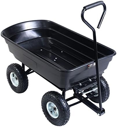 Cart Dumper Wagon Carrier Wheel Barrow Air Tires Heavy Duty New Black 650LB Garden Dump
