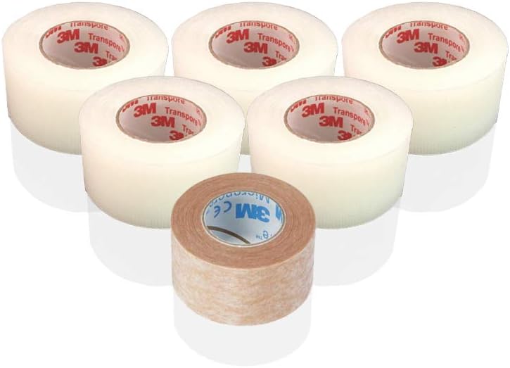 3M Transpore Clear 1-Inch Wide First Aid Tape, 10-Yard Roll (5 Rolls) + FREE BONUS 3M Micropore Paper Tape - Tan, 1" Wide (1 Roll): Health & Personal Care