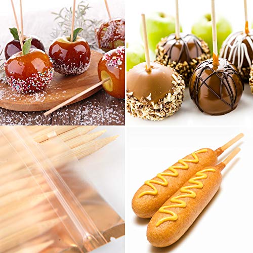 TONGYE 6" Natural Bamboo Skewers, Thick Bamboo Sticks for Caramel Candy Apple, Hot Dog, Corn Cob, Cookie, Lollipop, Chocolate Fountain (Φ 5MM, 50 PCS)