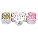 Candy Nut Mini Baking Paper Treat Cups - Pink Gold and White Dot - 2 x 1.5 Inches - 48 Pack