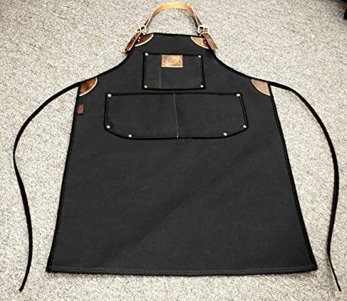 La Rosa Design Heavy Duty Bike Builder Mechanic Barber Canvas and Leather Apron-Black