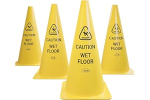 Yellow Safety® Commercial 15 Inch "Caution Wet Floor" Sign Cone, 4 ct., Easy to Use and Store