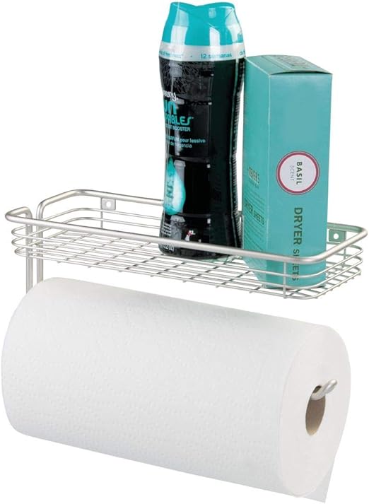 mDesign Kitchen Roll Holder with Storage Holder for Paper Rolls and
