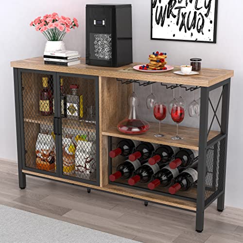Liquor Cabinet Bar for Home, Wine Cabinet Adjustable Inner Board Multifunctional for Home, Bar, Living Room