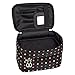 Double Layer Traveling Makeup Bag Small Dots Pattern Cosmetic Bag with Mirror-Small size(Black)