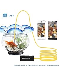 Cámara de inspección inalámbrica endoscopio, 32.8 ft, color amarillo, semirrígida, con WiFi, cámara de inspección 2.0 megapíxeles HD para Android y IOS Smartphone, iPhone, Samsung, Tablet