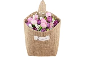 1 Pcs Mini Hanging Storage Bag Cotton Linen Small Storage Basket Decor Bin Bag for Wall Door Closet -YellowNice and Practical