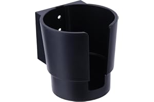 JAZBREY Universal Large Cup Holder Wall Mount, Heavy Duty Plastic Drink Holder for Boat Car Truck RV Bus Tractor Wall Wood, Vertical or Horizontal Mount, Fit Most Cups, Bottles, Cans, Tumblers Black Pack of 1