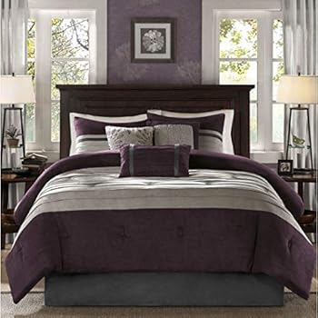 Bedroom taupe grey master brown room bedrooms shades decor Amazon.com: 7 Piece Plum Purple Taupe Patchwork Comforter King Set