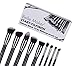 Belle Maker 14pc Makeup brush set, Start-To-Finish collection for all coverage with professional synthetic bristle within Blending, Contour, Highlight, Smudge, Buffing beauty tools. (Deluxe Black)