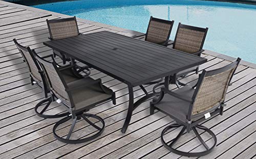 Pebble Lane Living All Weather Rust Proof Indoor/Outdoor 7pc Powder Coated Aluminum Patio Dining ...