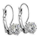 Charisma 8mm Stainless Steel CZ Cubic Zirconia Round Drop Leverback Earrings (Steel)