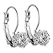 Charisma 8mm Stainless Steel CZ Cubic Zirconia Round Drop Leverback Earrings (Steel)
