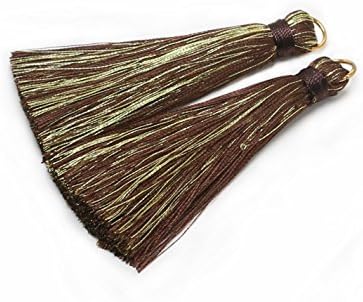 CHENGRUI 7.7CM Golden Loop Silk Tassels For Jewelry Making,Diy,Jewelry Accessories,Pack Of 6 Pcs