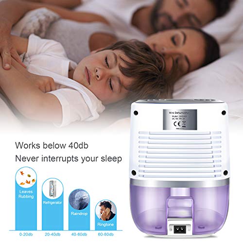 COSVII Small Dehumidifier Portable Mini Dehumidifier with 500ml Water Tank and Auto Shut-Off for Basement Bedroom Bathroom Baby Room Kitchen Office(150 sq ft) - Thumbnail 2