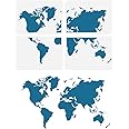 FINGERINSPIRE 4 Pcs Big World Map Painting Stencil 8.3x11.7 inch Reusable World Map Combination Pattern Drawing Template Continental Plate Decor Stencil for Painting on Wood Wall Fabric Furniture