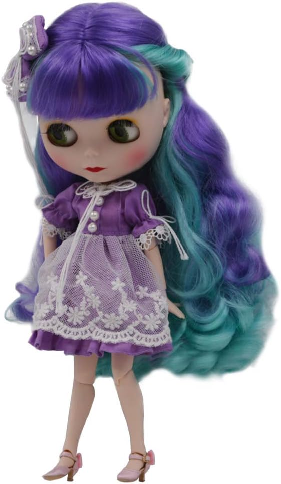 1/6 BJD Doll is Similar to Neo Blythe, 4-Color Changing Eyes Matte Face and Ball Jointed Body Dolls, 12 Inch Customized Dolls Can Changed Makeup and Dress DIY, Nude Doll Sold Exclude Clothes (SNO.12)