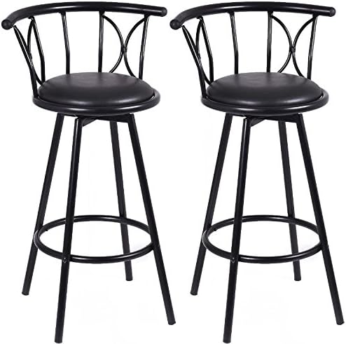 Quality Barstools - Black Barstools - Set of 2 Modern Swivel Rotatable Chairs Steel - New Seat Counter Kitchen - Heavy Duty Chairs for Bar
