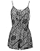 Patterned Front Lace Up Sleeveless Romper Black Size S