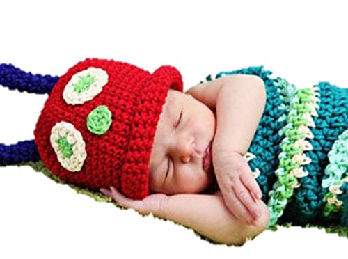 Matissa, Baby Photography Prop (Caterpillar) Newborn Baby Girl Boy Crochet Knit Costume Photo Photography Prop Hats Outfits
