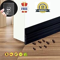 Self Adhesive Door Sweep Draft Stopper - Camel Home Weather Stripping Rubber Under Door Bottom for Interior Doors Seal Strip Insulation for Weatherproof, Soundproof, 2" W X 39" L (2 Pack Black)