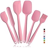 Heat Resistant Silicone Spatulas Set 6pcs, Seamless Design Non-Stick Mixing Spatulas with Stainless Steel Core, Premium BPA-F
