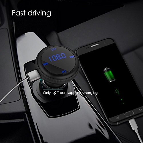 Bluetooth Car Kit FM Transmitter, Wireless In-Car Bluetooth FM Transmitter & Car Charger Modulator Hands-free Car Radio Adapter with LED Display Dual USB Port, MP3 Player U Disk & SD card Android IOS