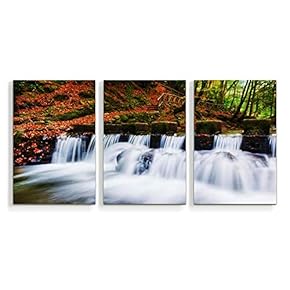 3 Piece Canvas Wall Art Waterfall in Deep Forest of Croatia Painting Artwork for Home Prints Frame - 16"x24" x 3 Panels