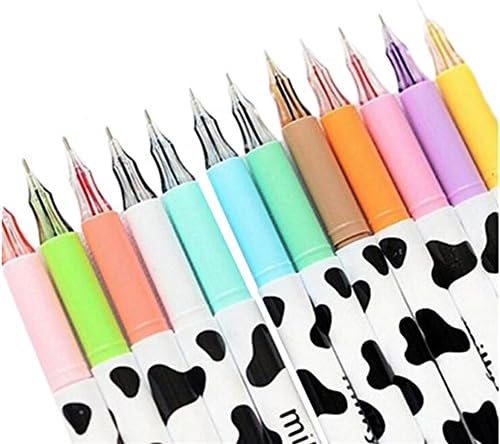 jingyuu 1Box Cute Gel Pens Cow Pattern Kawaii Gel Pen Smooth Ink for Writing Study Gift