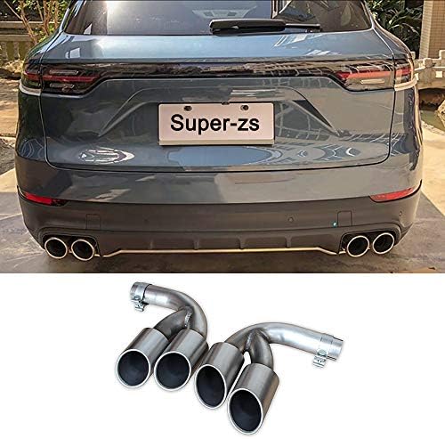 シルバーブラッシュステンレス鋼車の排気テールパイプテールスロート 18ポルシェカイエンに適合