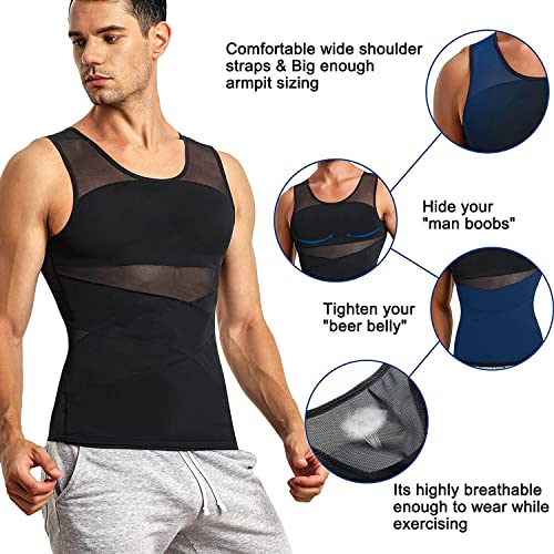 KUMAYES Men's Slimming Shapewear Slimming Flat Tummy Vest T Shirt Slimming Invisible Compression Vest Body Shaper