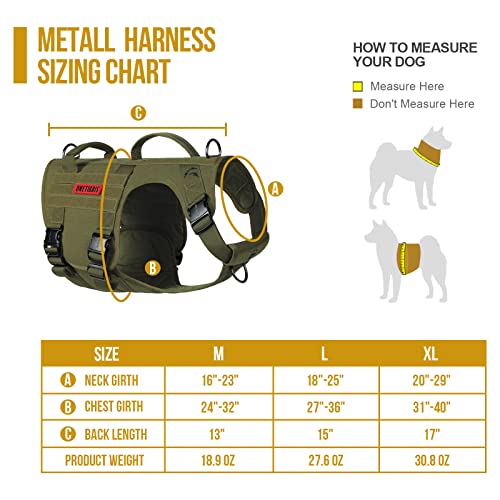 Tactical Dog Harness For Large Dog Full Metal Buckled No Pull Dog Harness Vest With