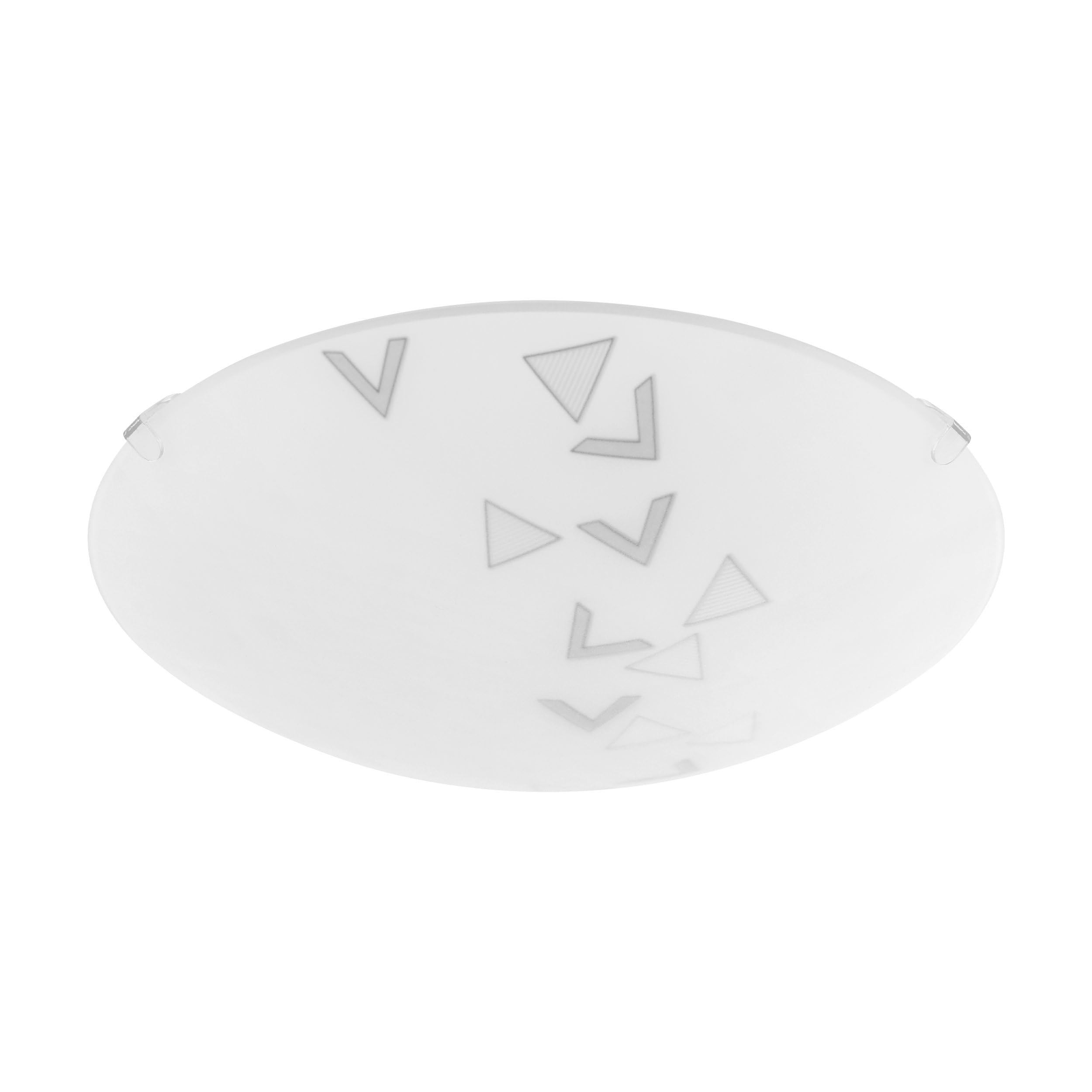 Eglo Ceiling Light Mars, 1-Flame Wall Lamp, Ceiling Lamp Made of Steel, Colour: White, Glass: White Satin with Triangle Pattern, Socket: E27
