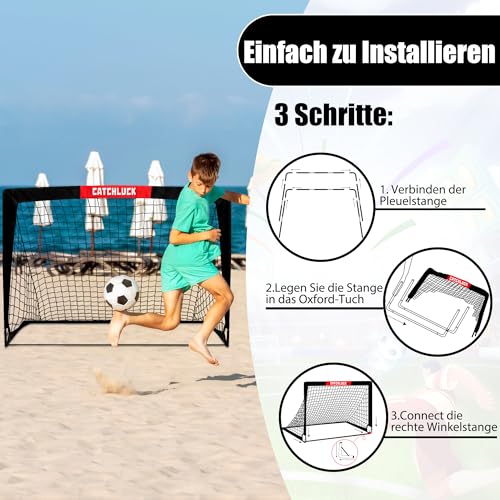 CATCHLUCK Football Goal for Kids, Pop Up Football Goal Set, Portable Garden Training Goal, Indoor Outdoor Football Net with Target and Carry Bag