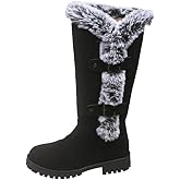 HCHCTRY Women's Solid Color Snow Boots, Fashionable Slip-on Plush Lined Winter Boots, Comfortable Mid-calf Boots