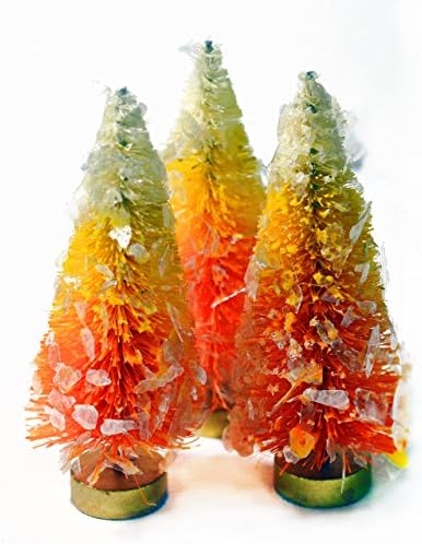 Hand Dyed Candy Corn Bottle Brush Trees