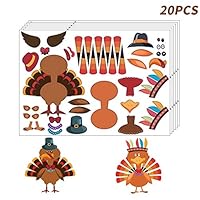 ChangSheng 20 Sheet Make-A-Turkey Stickers Thanksgiving DIY Sticker Kits Autumn Fall Harvest Crafts for Thanksgiving Party Game or School Activities Decoration