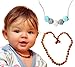 Baltic Amber Teething Necklace Gift Set + Silicone Necklace For Mom To Wear 100% Authentic Amber Beads | Natural Relief | Less Drooling & Pain | Can Use As Anklet Bracelet For Infant Baby Boys & Girls