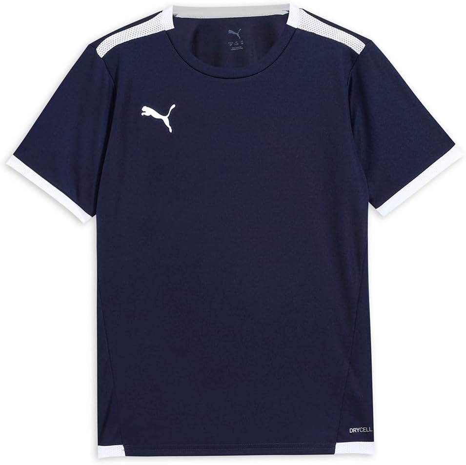 PUMA Unisex Kids teamLIGA Jersey Jr Shirt Peacoat- Puma White 116