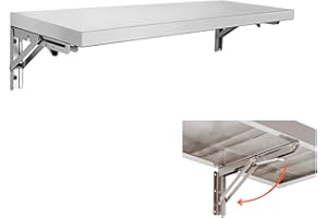 SWOTCATER Concession Folding Shelf 36" x 12", Stainless Steel Drop Down Folding Serving Food Shelf, Wall Mount Shelving for Concession Windows